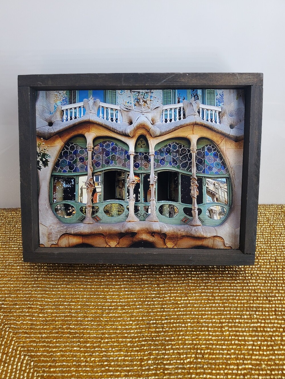 Vtg. Shadow Box Casa Batllo, Spain, Picture Wood Frame 3D Art Hand Made  Décor